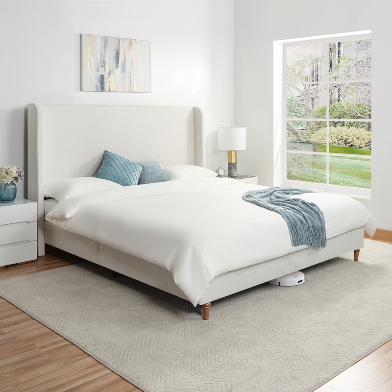 Tall Headboard Upholstered Bed Elegant Simplicity Bedroom Bed