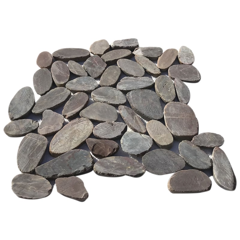 Crimson Natural Stone Sliced Pebble Mosaic Tile