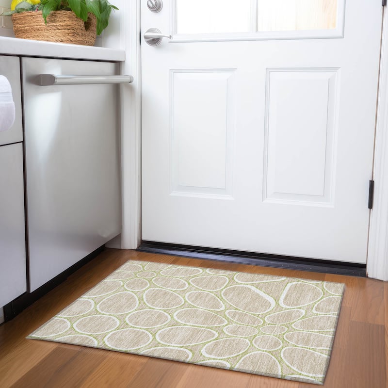 Premium Washable Super Soft Contemporary Bubble Mayfield Rug - Tan - 1'8" x 2'6"