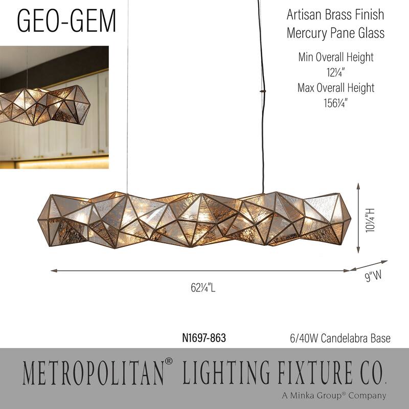 Metropolitan N1697 Geo-Gem 6 Light 62" Wide Linear Chandelier
