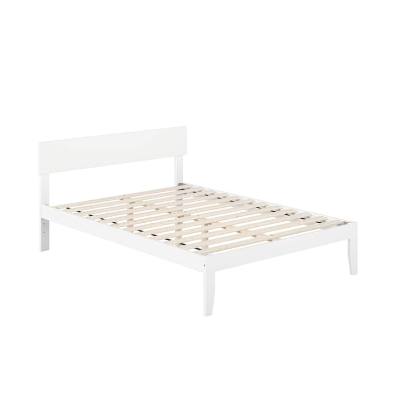 Vogue Full Bed - White Solid Wood Frame, No Box Spring Needed, Slat Kit Included, Easy Assembly