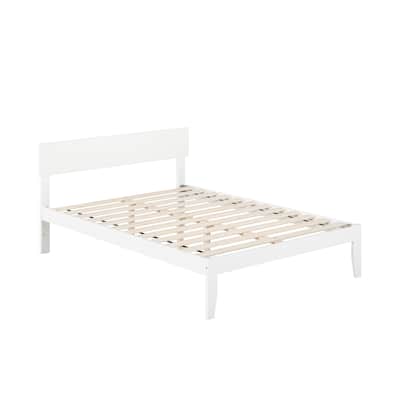 Vogue Full Bed - White Solid Wood Frame, No Box Spring Needed, Slat Kit Included, Easy Assembly