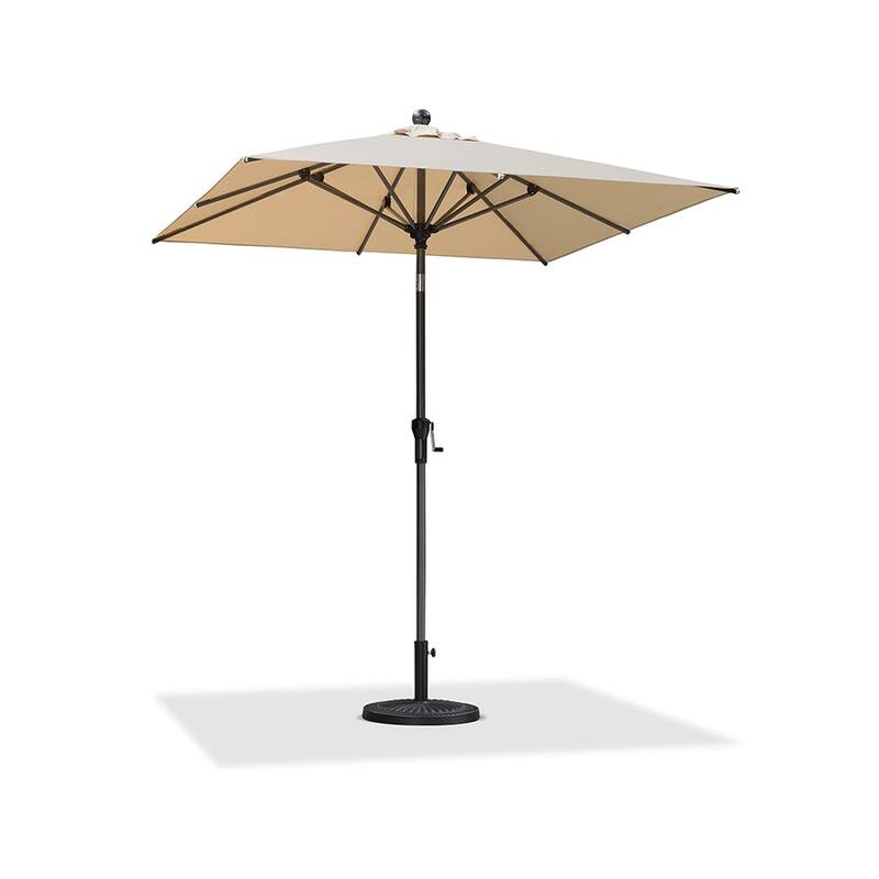 PURPLE LEAF Heavy-duty Crank and Tilt Table Umbrella Outdoor Patio Market Umbrella - 7x7ft-Beige