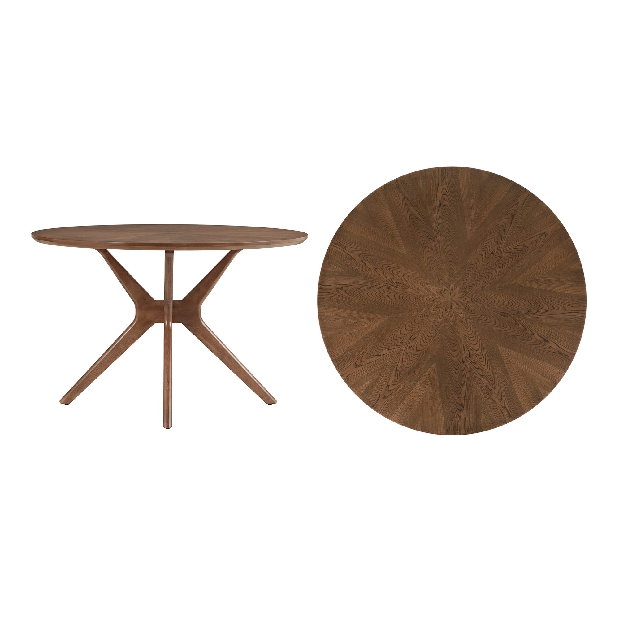 Sylvestria Mid-Century Walnut Finish Round Dining Table - Bed Bath