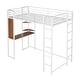 preview thumbnail 6 of 18, White Twin Size Metal Loft Bed with Ladder, Fence, 2 Shelves and Desk for Bedroom