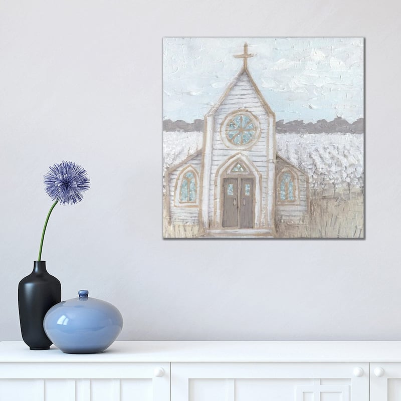 iCanvas "Farm Sketch Church" by Kathleen Bryan Canvas Print - 18x18x1.5