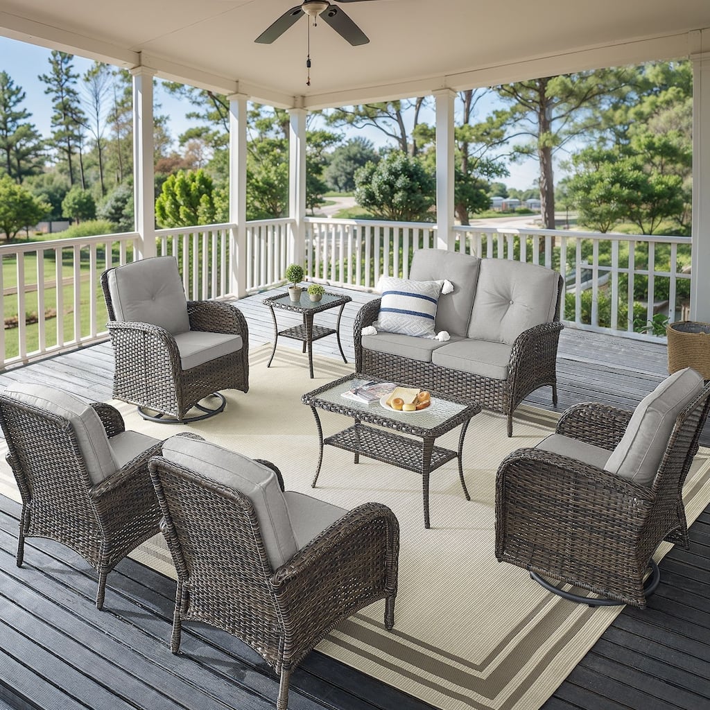 Outdoor Loveseat Sofa Patio Chairs with Swivel Chairs