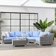 preview thumbnail 33 of 41, Conway Outdoor Patio Wicker Rattan 5-Piece Sectional Sofa Furniture Set Blue