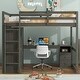 preview thumbnail 9 of 9, Full Size Wood Loft Bed with Built-in Wardrobe, Desk, Storage Shelves and Drawers