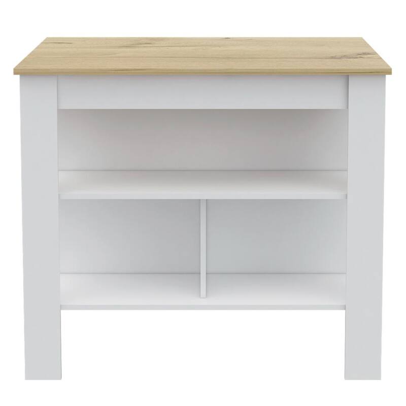 2 Piece Kitchen Set, Kitchen Island + Pantry Cabinet , White /Light Oak
