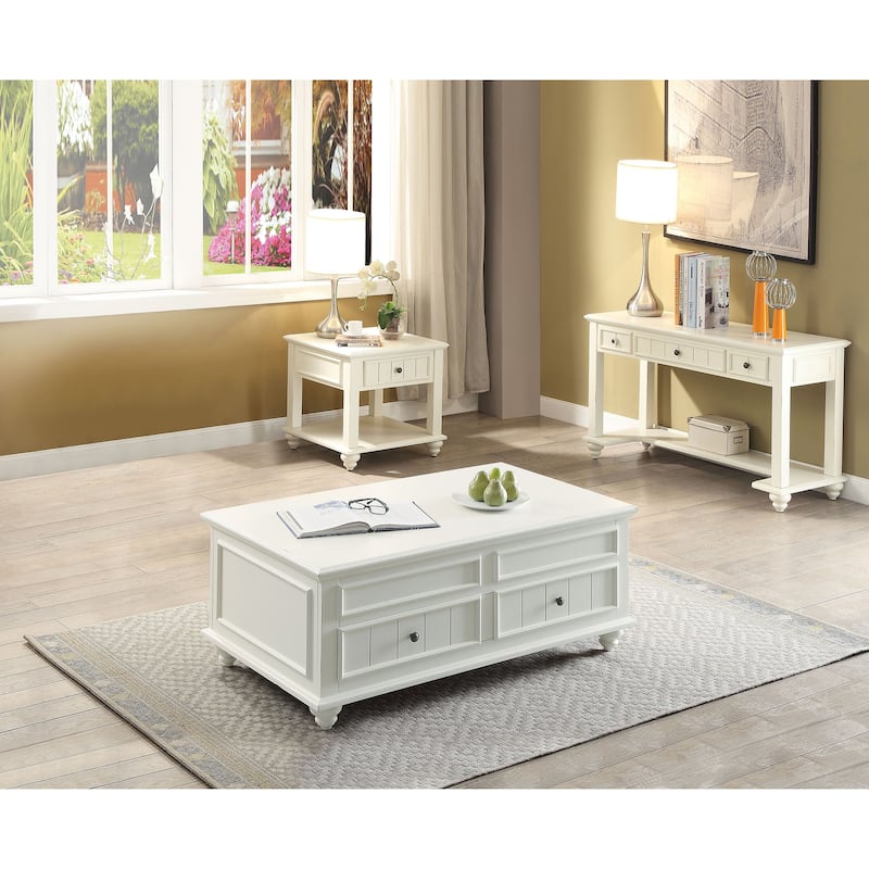 Wooden Coffee Table with Lift Top in White Washed