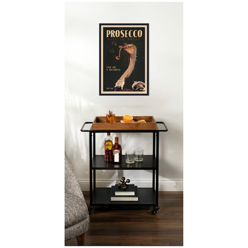 Kate and Laurel WG Deco Prosecco Ostrich by The Whiskey Ginger Framed Canvas Wall Art Print