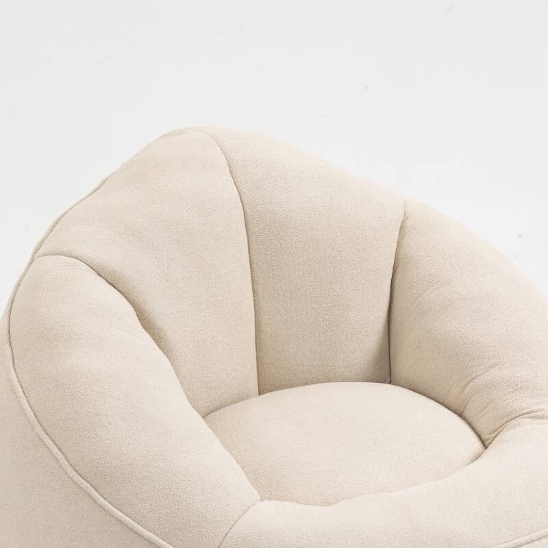 Beige Modern 40" Microfiber Upholstered Accent Chair with Ottoman and Padded Foam Padding Compressed for Living Room