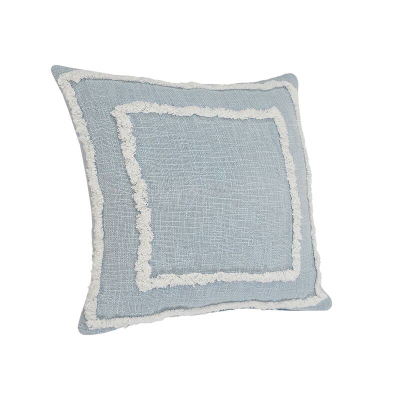 20" Blue and White Tufted Square Throw Pillow