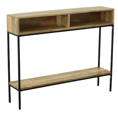 Wooden Console Table with Cubbies - 42" - Brown and Black