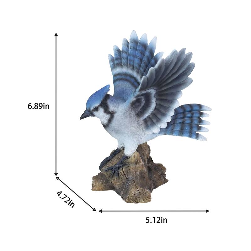 Blue Jay on Stump Outdoor Garden Statue - 6.75"