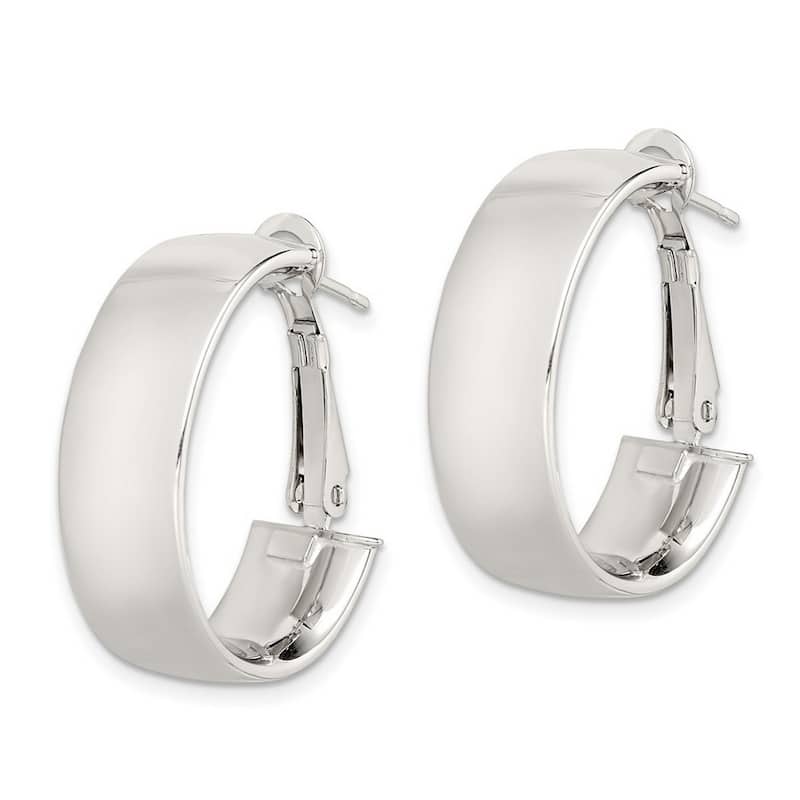 Curata 925 Sterling Silver Polished 20x10mm Omega Back Hoop Earrings