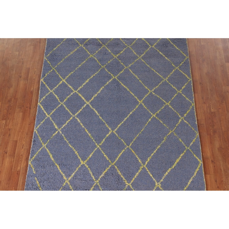 Trellis / Moroccan Style Area Rug Hand-Knotted Wool Carpet - 5'11" x 9'7"