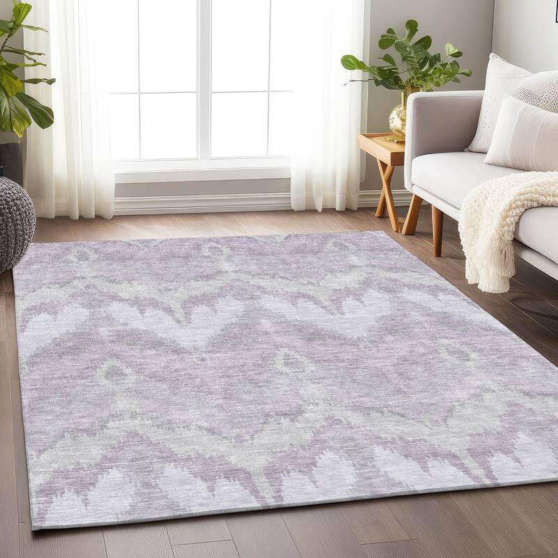Premium Washable Super Soft Modern Ikat Mayfield Rug - Lavender - 5' x 7' 6" - Rectangle