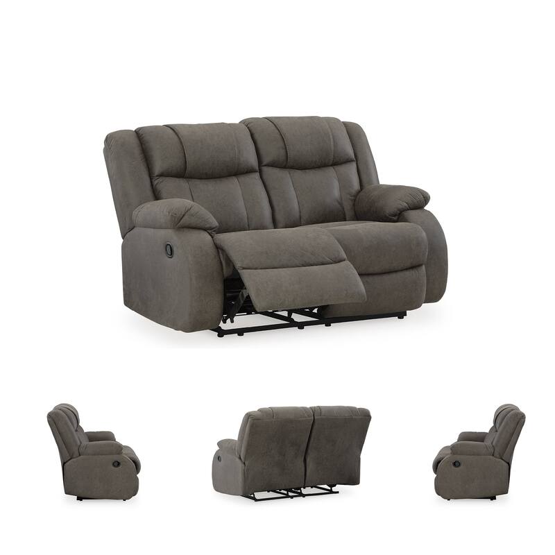 Signature Design by Ashley First Base Gunmetal Reclining Loveseat - 61"W x 40"D x 41"H