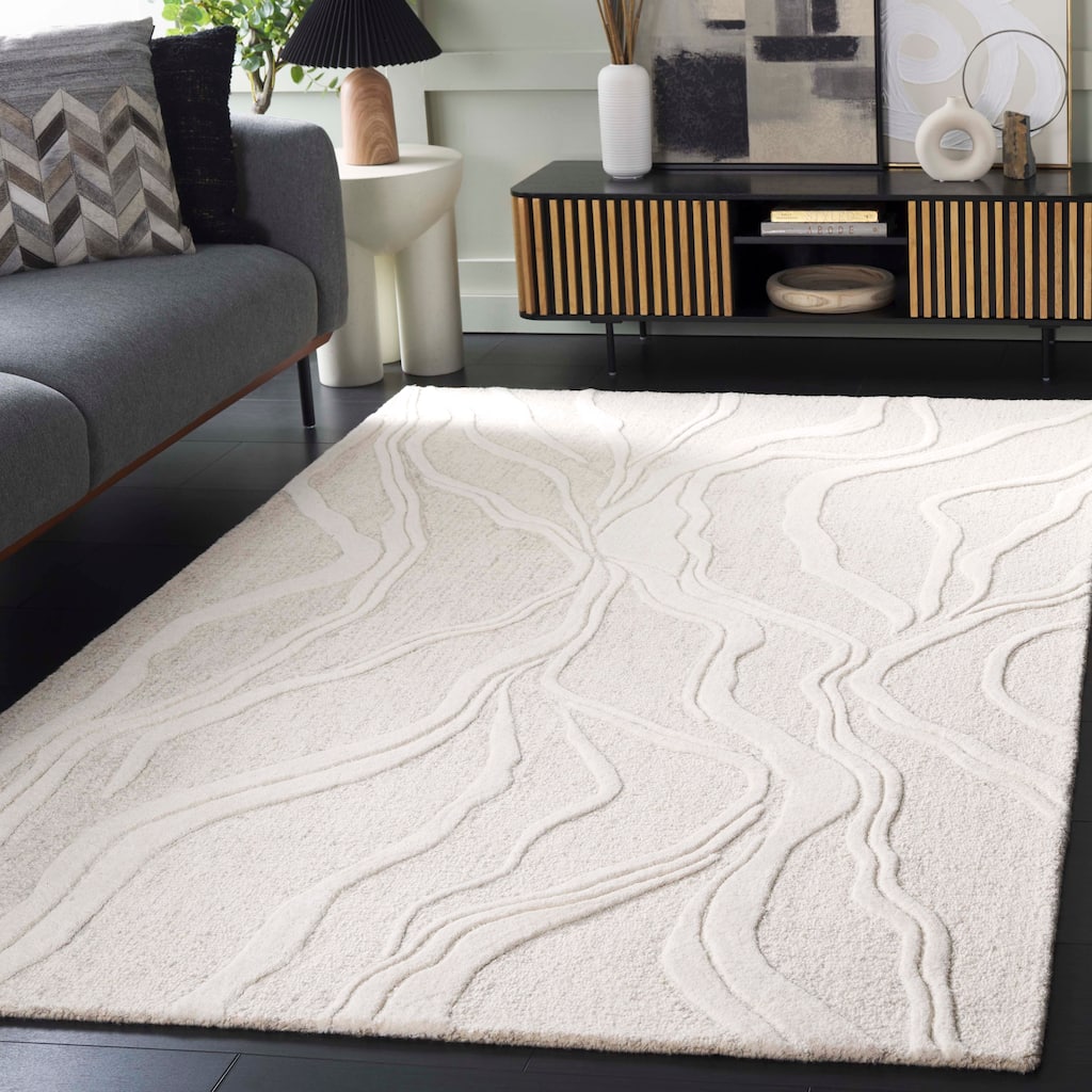 SAFAVIEH Handmade Ebony Josephien Modern Abstract Wool Rug