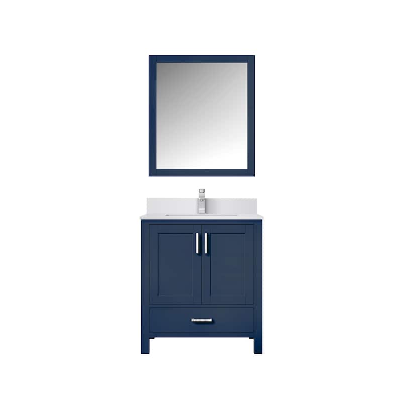 Jacques 30 in. W x 22 in. D White Bath Vanity, Cultured Marble Top, Faucet Set, and 28 in. Mirror