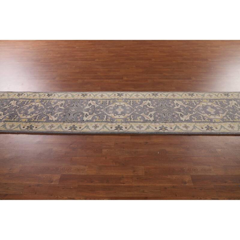 Lilac Oushak Indian Runner Rug Handmade Wool Carpet - 2'5"x 12'3"