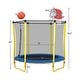 preview thumbnail 5 of 7, 5.5FT Trampoline for Kids - 65" Outdoor & Indoor Mini Toddler Trampoline with Enclosure, Basketball Hoop and Ball Included