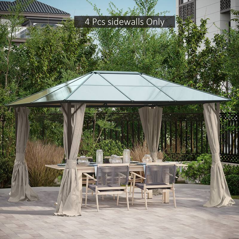 Outsunny 9.84' x 11.8' Gazebo Sidewall Set with Hooks/C-Rings - Beige