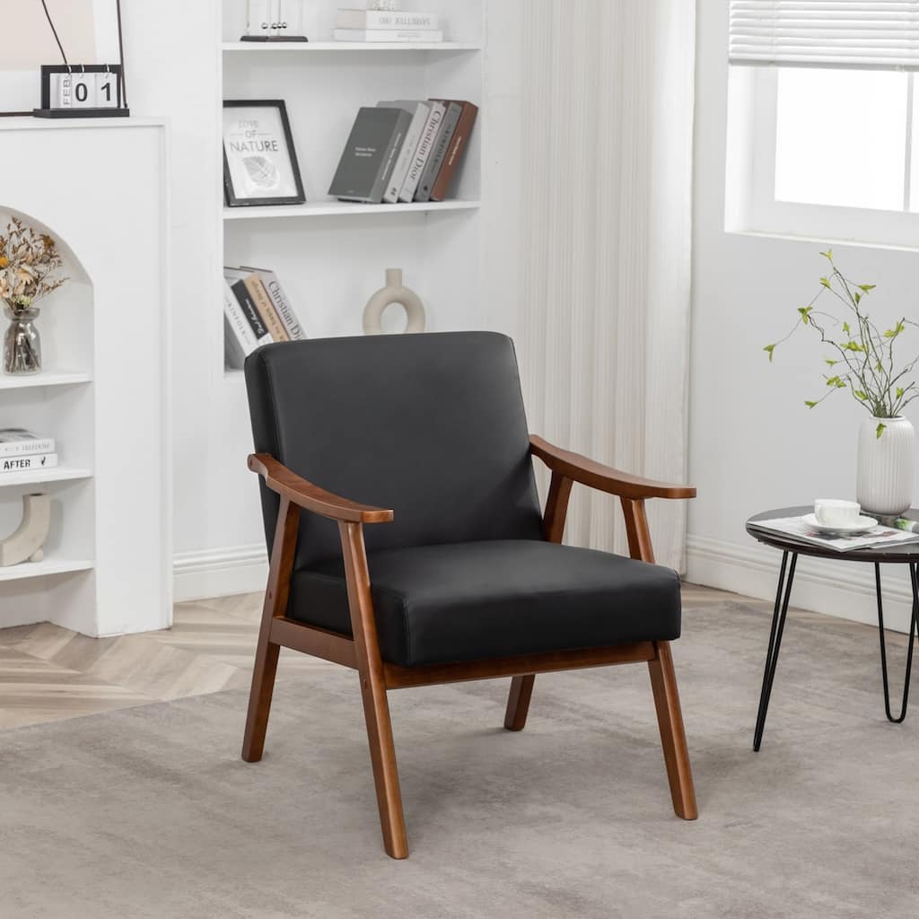GDFStudio Cressida Accent Chair with Microfiber Upholstery and Solid Wood Frame, Space-Saving Design