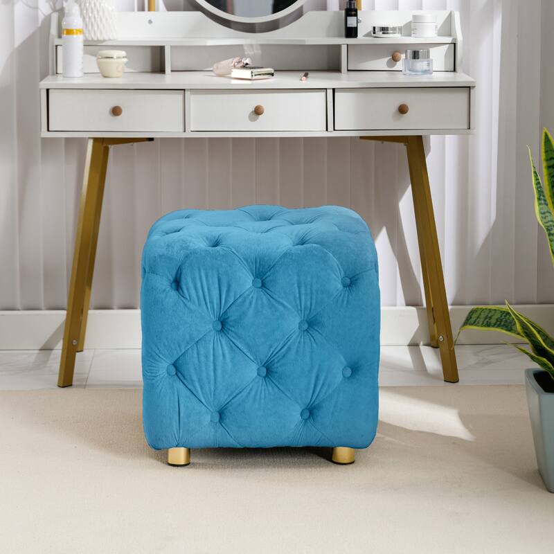 Velvet Upholstered Ottoman,Exquisite Small End Table,Soft Foot Stool,Dressing Makeup Chair,Seat for Living Room