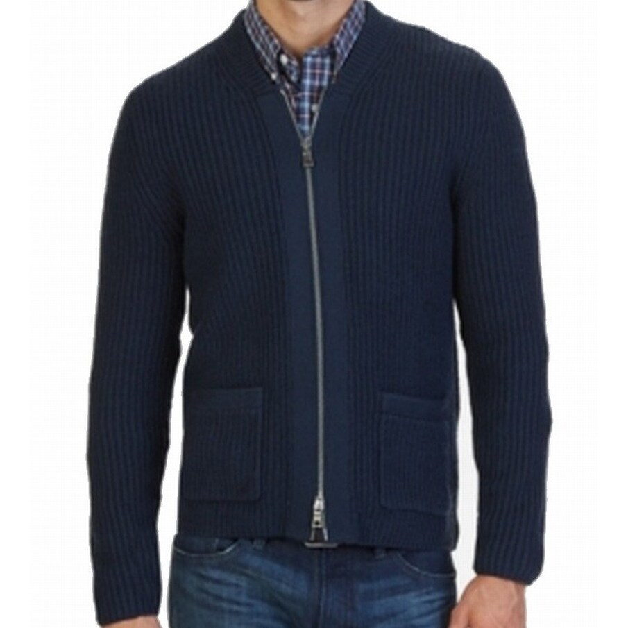 mens navy zip cardigan