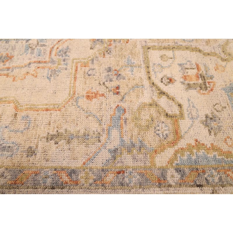 ECARPETGALLERY Hand-knotted Modern Oushak Ivory Wool Rug - 7'3 x 9'10