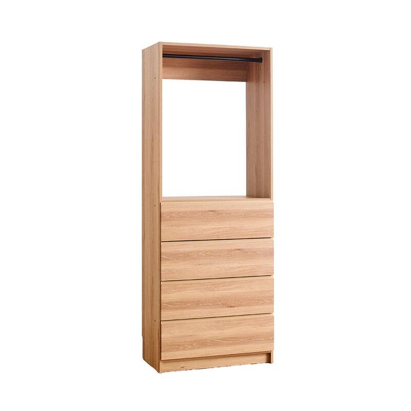 Prosper 32" Oak Wood Walk-in Closet with Four Drawers