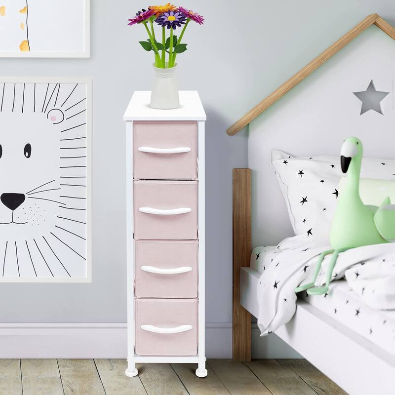 Narrow Dresser Tower with 4 Drawers - Vertical Storage for Bedroom