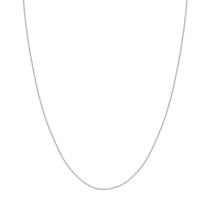 Curata 18k White Gold 1.05mm Round Wheat Chain Necklace (Lobster)