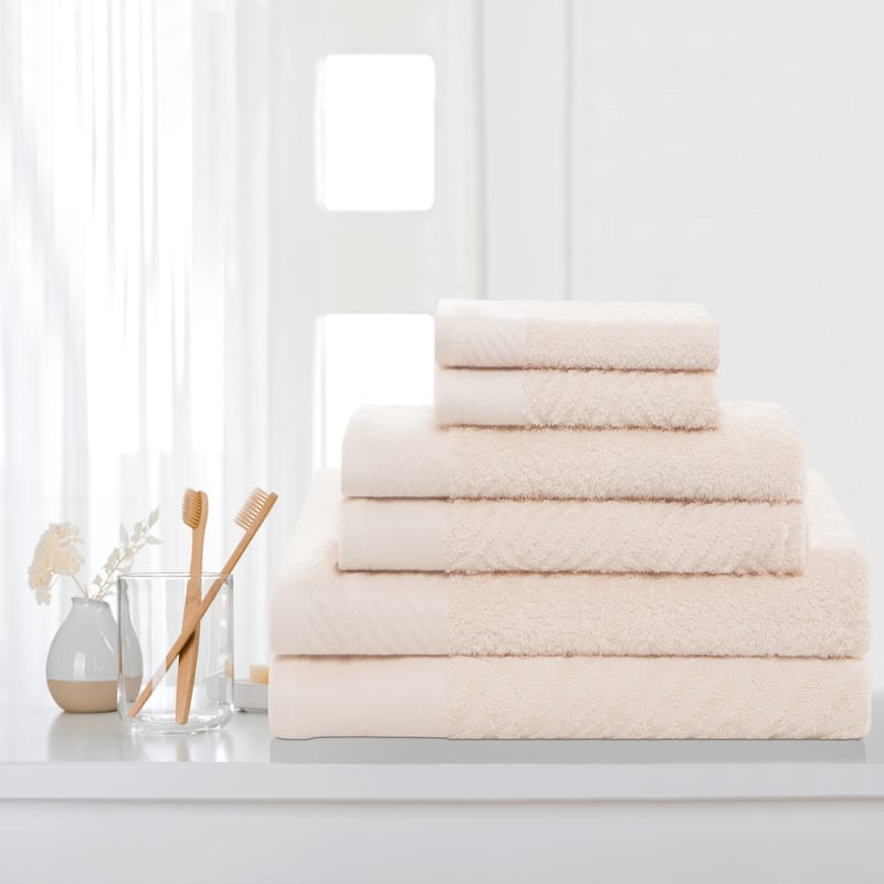 Superior 100-percent Egyptian Cotton Basket Weave 6-Piece Towel Set - Ivory