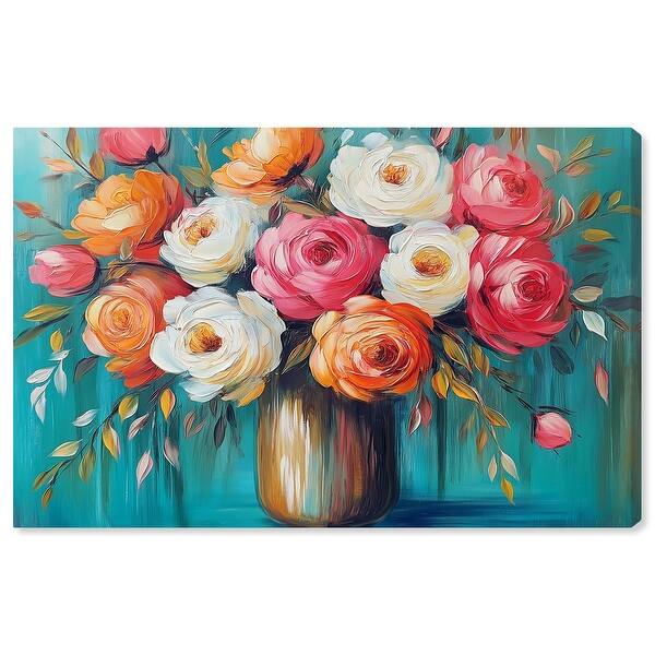 Joy Carpets Hearts and Flowers 5 x 8 Orange Indoor Floral/Botanical Kids Area Rug