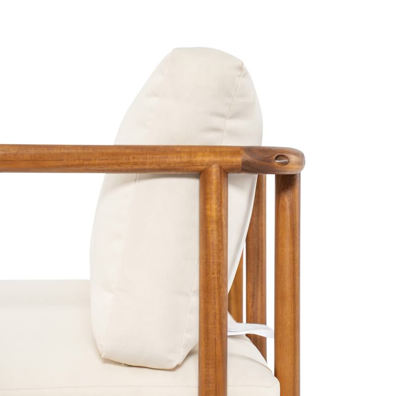 Christopher Knight Home - Canape Modern Outdoor Acacia Wood Loveseat with Coffee Table and Water-Resistant Cushions