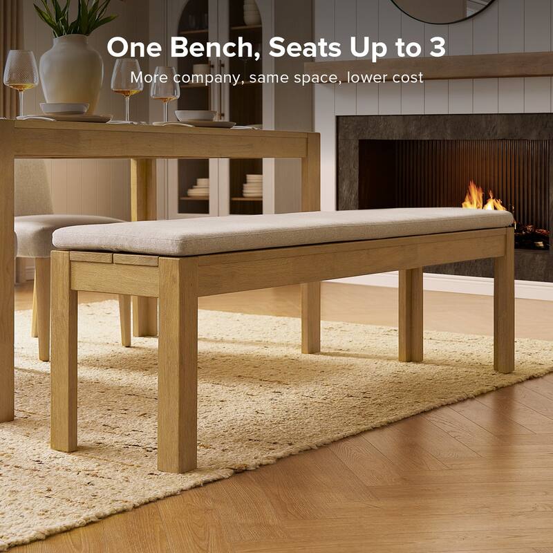 mopio Logan Upholstered Beige Dining Chair Set, Modern Farmhouse Solid Wood Dining Table Set for Dining Room Kitchen