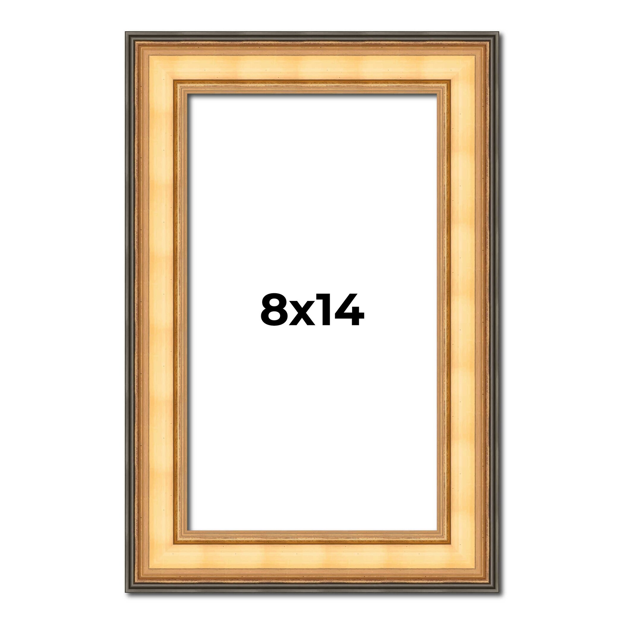 8x14 Frame Gold Plein Aire Solid Wood Picture Frame Width 2 Inches |