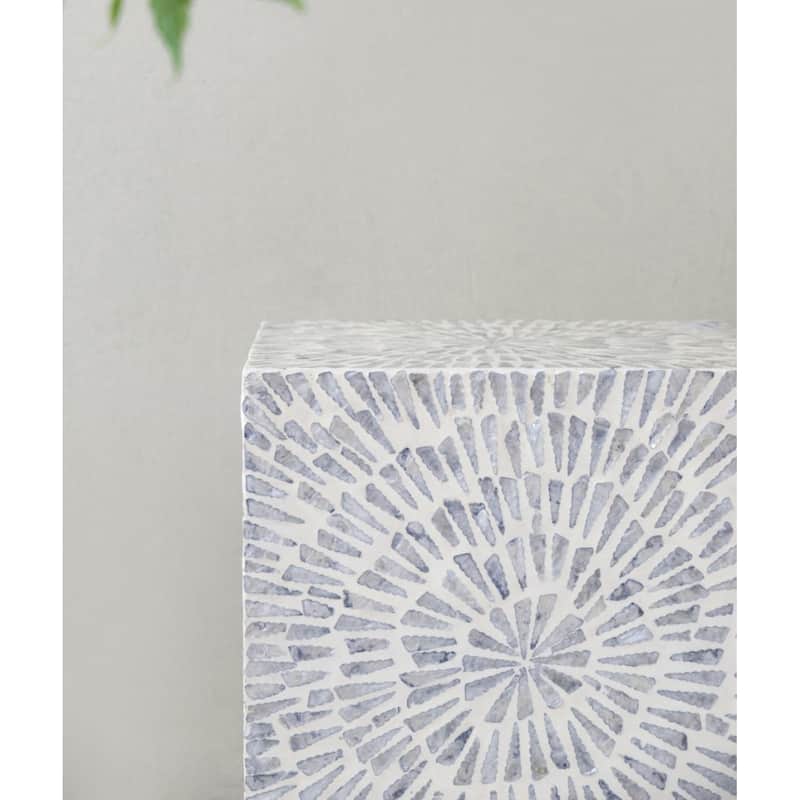 Square Starburst Capiz Inlay Accent Stool - 17.75"