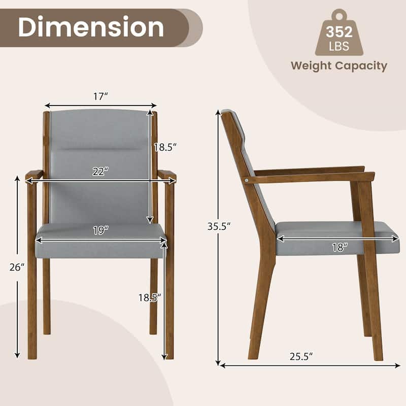 Costway 2/4 PCS Mid-Century Modern Dining Chairs Upholstered Wooden