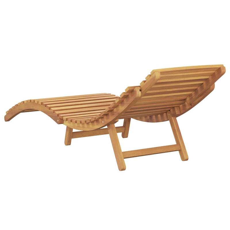 vidaXL Sun Lounger Folding Brown 184 x 55 x 59 cm Solid Teak Wood - 72.4 x 21.7 x 23.2