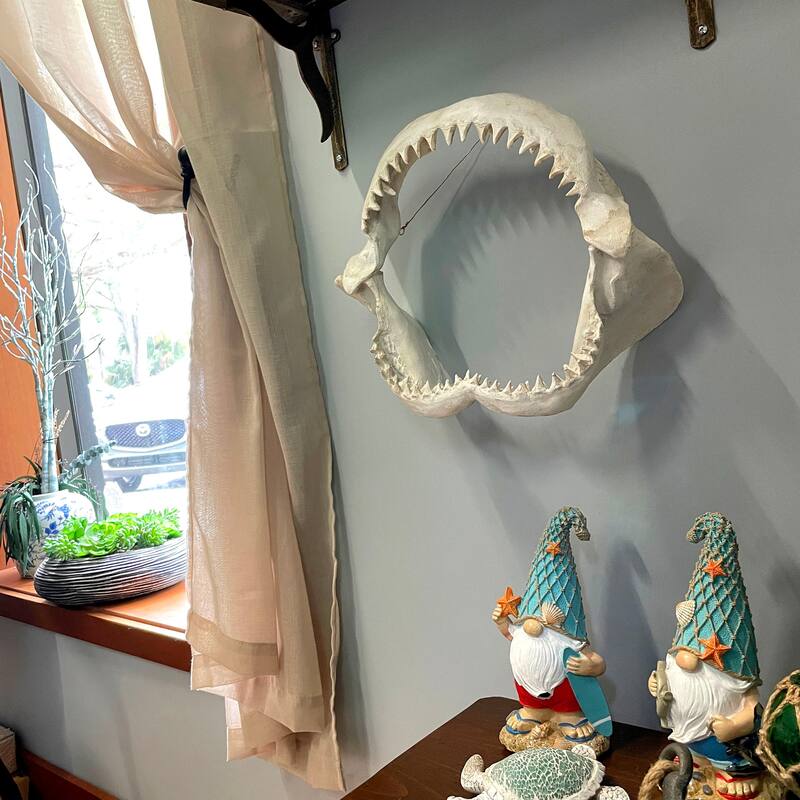 Replica Imitation Shark Jaw Wall Sculpture Resin Coastal Nautical Decor 16"