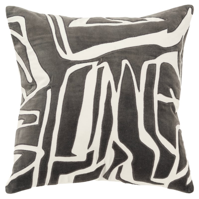 Rizzy Home Contemporary Pillow Cover - 20" x 20" - Ivory/Charcoal