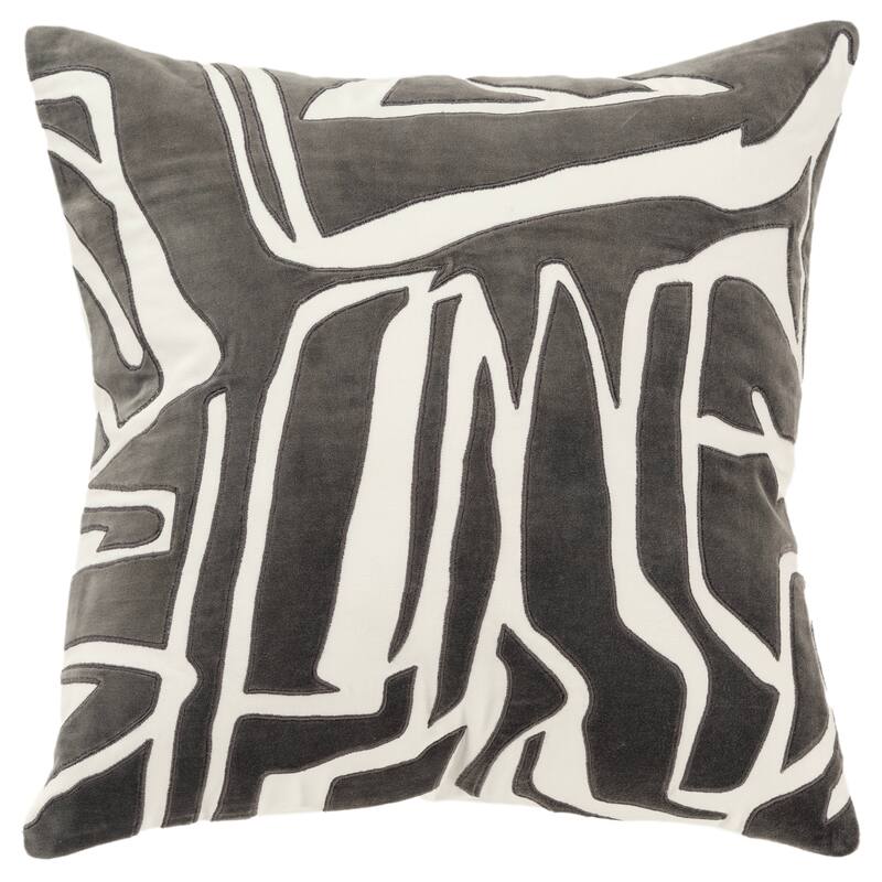 Rizzy Home Contemporary Poly Filled Pillow - 20" x 20" - Ivory/Charcoal
