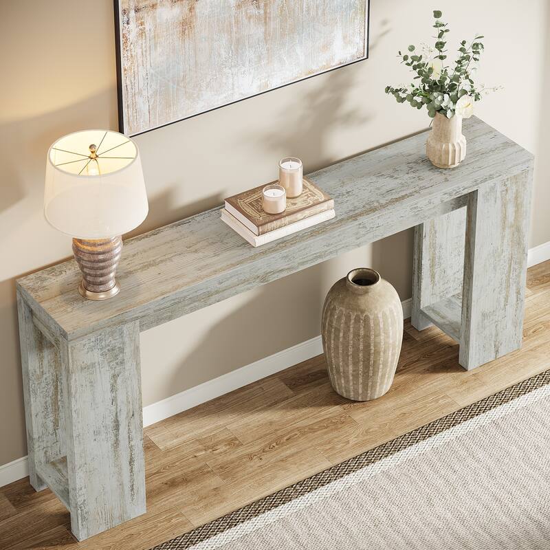 Farmhouse Wood 70.9 Inches Extra Long Console Table for Living Room, Hallway