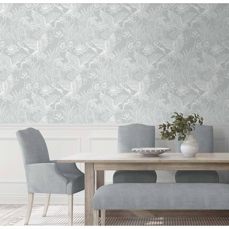 Seabrook Designs Marsh Cranes Nonwoven Unpasted Wallpaper