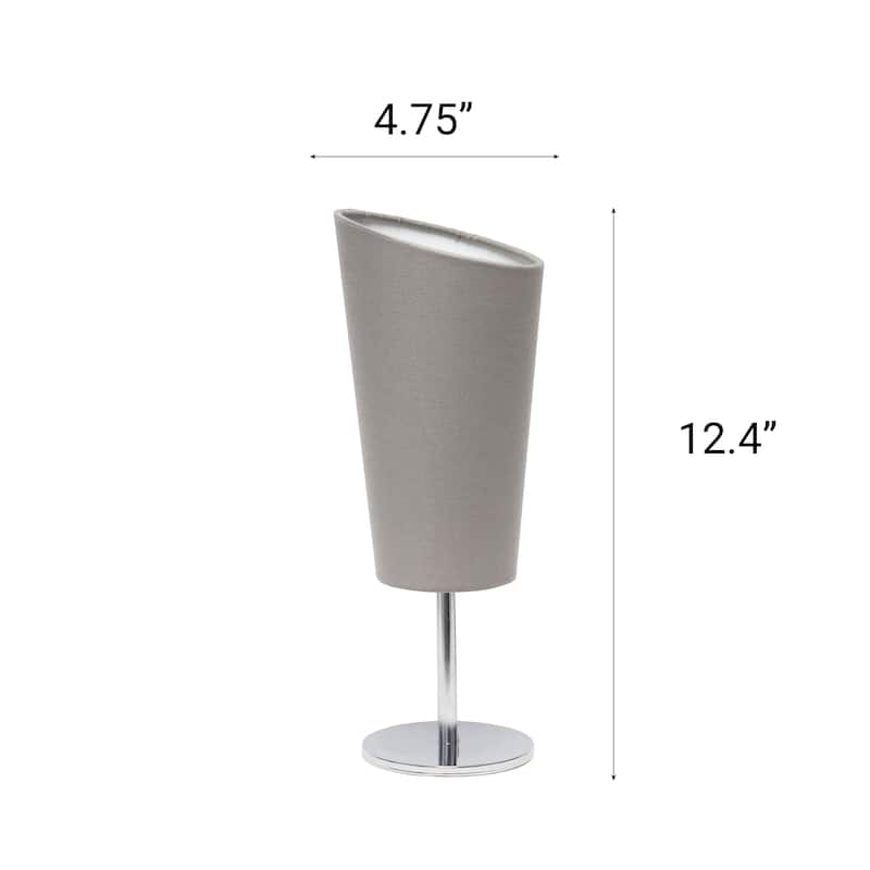 12.4" Chic Chrome Slanted Shade Accent Table Lamp, Stylish Lighting For Living Room, Bedroom, Office, Black Shade